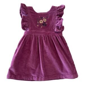 Jamie Kay Corduroy Embroidered Flowers Dress, Purple, Toddler Girl 2T
